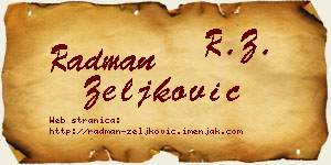 Radman Zeljković vizit kartica